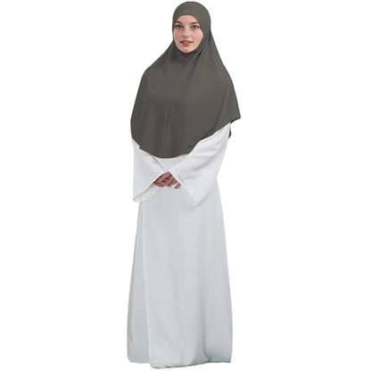 Instant Hijab 여성용 무슬림 부드럽고 신축성 있는 기도 히잡 이슬람 두바이 중동 단색 헤드스카프 - color: 다크 그레이.