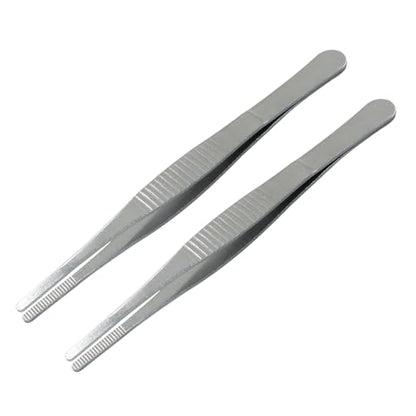 2 Pcs 5 Inch Stainless Steel Forceps, Straight Metal Tweezers General Application for Kitchen, Crafts, Plants - size: 5 Inch
