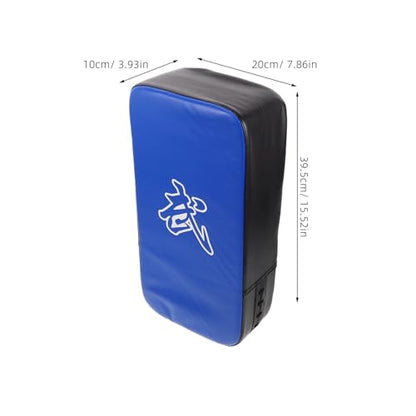 Happyyami Thickened PU Taekwondo Kick Pad Curved Martial Arts Kickboxing Training Shield for Muay Thai Boxing Striking Blue Foot Target for Youth and Adults