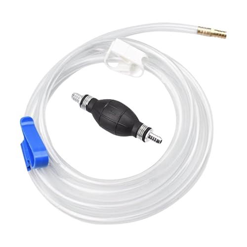 Siphon Pump for Gasoline Gas Oil Fuel Petrol Diesel Fluid Water Fish Tank, Fuel Siphon with 2 Durable PVC Syphon Hoses with Hose Clip, Metal Buckles, Fuel Transfer Pump