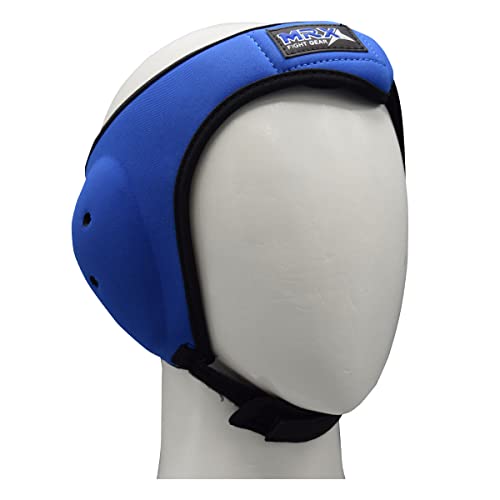 MRX MMA Ear Guards Kick Boxing Ju Jitsu Cage Wrestling Ear Protection Headgear with Adjustable Straps for Safe Head & Ear - color: Blue