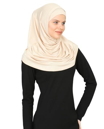 Prien Chic Ready To Wear Hijab For Women, Muslim Long Turban Undercap Set, Instant Scarf, Prayer Clothes For Girls, Abaya - color: Beige