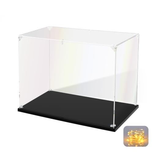 KOLIPI Acrylic Display Case for Collectibles, Clear Display Box 14x9x11 in | Plexiglass Box for Lego Figures Dolls Models, Dustproof Protection, Stable and Stackable, Assembly Required - size: 14x9x11 inches