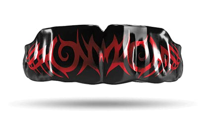 Impact Mouthguard Boxing, MMA, Muay Thai Sports Mouthguards for Youth Adults, Professional Custom-Fit, Tribal Red on Black - color: Red on Black