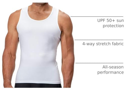 DEVOPS 3 Pack Men's Muscle Dry Fit Compression Tank Top Sleeveless Shirt | Compression Fit, Wicking, 4-Way Stretch, Running, Workout, UPF 50+, Sleeveless - color: Black / Charcoal / White, size: XX-Large