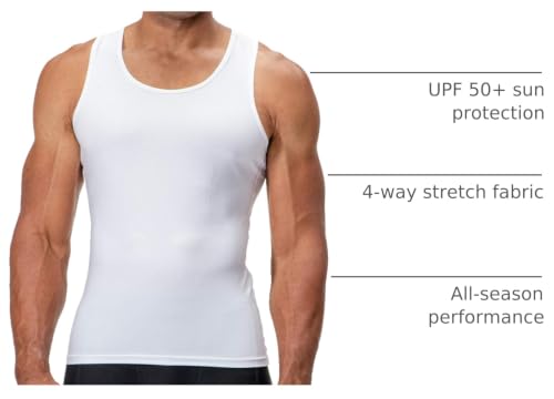 DEVOPS 3 Pack Men's Muscle Dry Fit Compression Tank Top Sleeveless Shirt | Compression Fit, Wicking, 4-Way Stretch, Running, Workout, UPF 50+, Sleeveless - color: Black / Charcoal / White, size: Large
