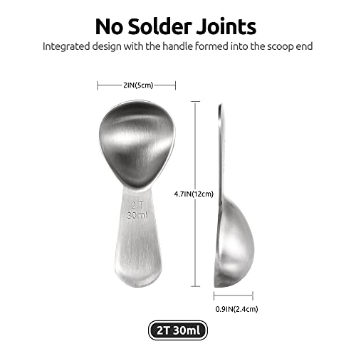 U-Taste 2 Tablespoon Metal Measuring Spoon Set of 2 with Short Handled Measure Scooper (Silver, 2Tbsp/30ml) and 8in Kitchen Plating Tweezer:18/8 Stainless Steel Food-Grade Metal Food Tong (Round Tip)