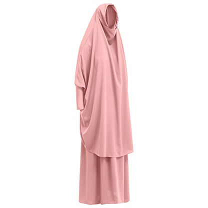 Women's Muslim Prayer Dress Hijab Scarf Eid Prayer Jilbab Khimar Niqab Burka Abaya Maxi Islamic Arabian Modest Cardi Robe - color: Pink