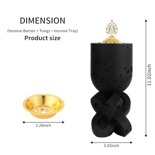 TERSCHELLING Frankincense Resin Incense Burner,Bakhoor Burner,Charcoal Incense Burner, 11.02Inches Tall Incense Censer - for Meditation,Yoga,Spa Aromatherapy,Office,House Warming Gifts& Home Decor