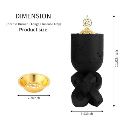 TERSCHELLING Frankincense Resin Incense Burner,Bakhoor Burner,Charcoal Incense Burner, 11.02Inches Tall Incense Censer - for Meditation,Yoga,Spa Aromatherapy,Office,House Warming Gifts& Home Decor