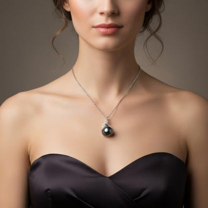 TRYNDI Tahitian Black Pearl Necklaces for Women - Wife Christmas Gift Ideas - style: Black Pearl Knot