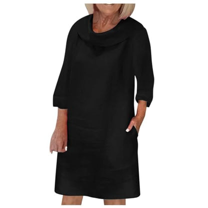 Muslim Dresses for Women Long Sleeve One-Piece Islamic Prayer Dress O Neck Casual Flowy Maxi Dress Dress - color: Black, size: Large