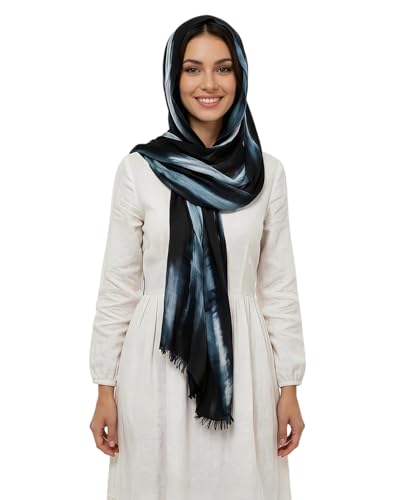 Women’s Gradient Tie Dye Hijab Scarf Soft Cotton Linen Headscarf Shawl Crinkle Printed Muslim Head Wrap - color: Color 3