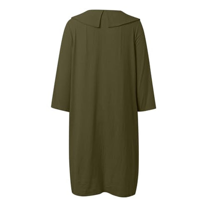 Muslim Dresses for Women Long Sleeve One-Piece Islamic Prayer Dress O Neck Casual Flowy Maxi Dress Dress - color: Green, size: X-Large