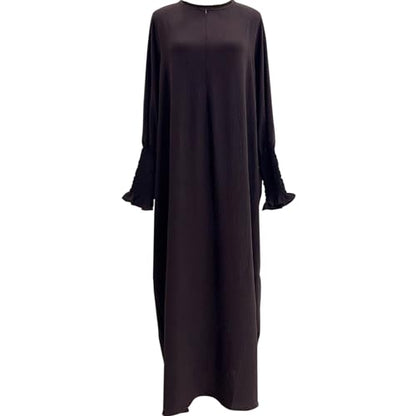 Lenmipot Islamic Women Jilbab Abayas Muslim Abaya Dress for Women Middle East Kaftan Dubai Dress Eid Prayer Clothes - color: Dark Brown