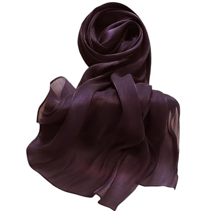 Lina & Lily Sheen Shimmer Women's Crepe Scarf Shawl Wrap Head Hijab Lightweight - color: Dark Plum