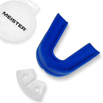 Meister Moldable Double Mouth Guard w/Case - Blue | Custom-fit design, upper and lower teeth protection for MMA, boxing and contact sports - color: Blue