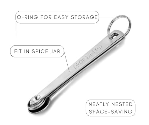 5Pcs Teaspoon Measuring Spoons, 1/4 tsp, 1/8 tsp, 1/16 tsp, 1/32 tsp, 1/64 tsp Metal Measuring Spoons Set, Stainless Steel Cooking Baking Tiny Measuring Spoon for Powders, Spices, Salt - size: 5 Pcs Mini