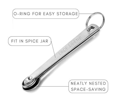 5Pcs Teaspoon Measuring Spoons, 1/4 tsp, 1/8 tsp, 1/16 tsp, 1/32 tsp, 1/64 tsp Metal Measuring Spoons Set, Stainless Steel Cooking Baking Tiny Measuring Spoon for Powders, Spices, Salt - size: 5 Pcs Mini
