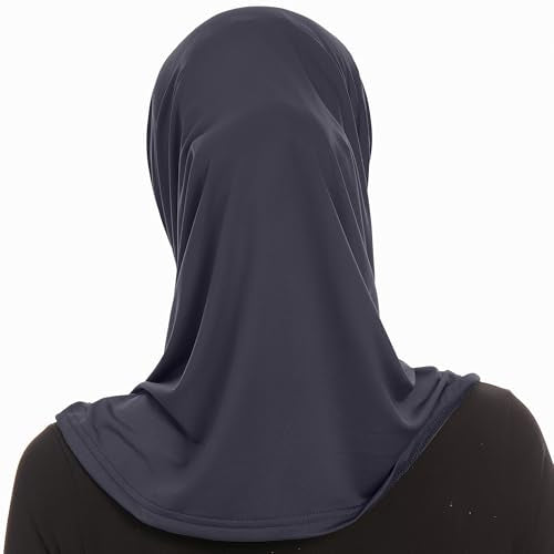 Plain Ready To Wear Amira Hijab for Women - Muslim Instant Amira Jersey Scarf – Soft Muslim One Piece Instant Hijab Headscarf - color: Navy Blue