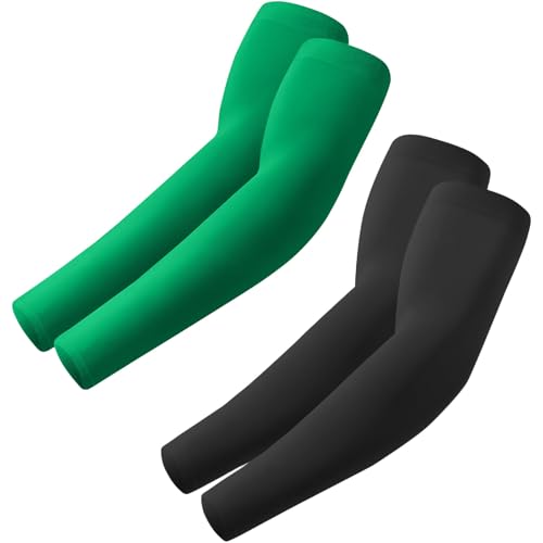 ROXUN Arm Sleeves, Cooling UV Sun Protection Sports Compression for Men/Women - color: 2 Pairs - Black+green