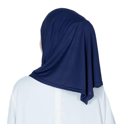 Solid Color Hijab for Women Muslim Prayer Scarfs for Women Women's Instant Hijab Modest Islamic Khimar - color: Navy