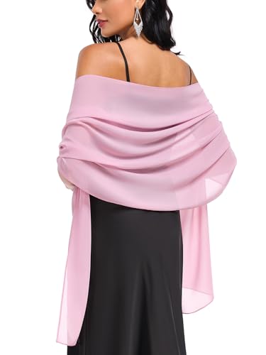 Shawls and Wraps Soft Chiffon Scarve Scarf For Evening Party Dresses Wedding Stole - color: Baby Pink