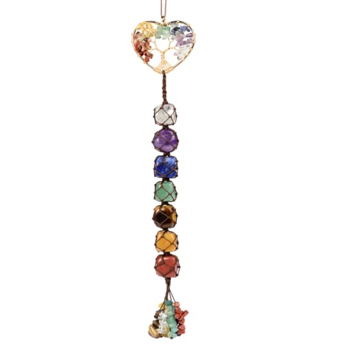 Handmade Crystal Window Car Hanging Ornaments 7 Chakra Home Decoration Feng Shui Ornament Car Decoration Christmas Decorations Ornaments (Chakra- Heart Shape) - color: A-style 12