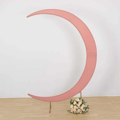 Efavormart 2 Pack Dusty Rose Spandex Crescent Moon Arch Covers for 7.5ft Stand, Custom Fitted 2-Piece Double-Sided Backdrop Sleeves for Boho Wedding and Events - color: Dusty Rose, size: Cover Set