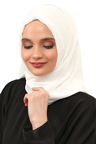 Aisha's Design Instant Chiffon Shawl for Women Modesty Turban Hijab Head Wrap Ready to Wear Women Headscarf - color: Ivory