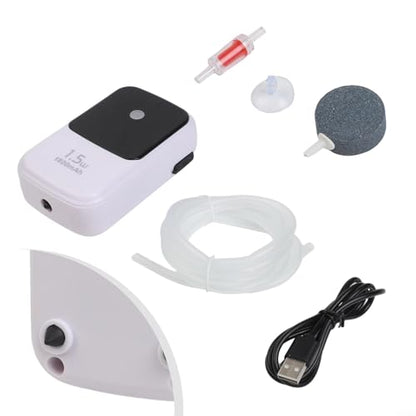 FABULETTA Rechargeable Aquarium Air Pump, Portable Fish Tank Oxygen Pump, Silent Battery Powered Aerator, Camping Fishing Bucket Air Pump, Low Noise Aquarium Bubbler