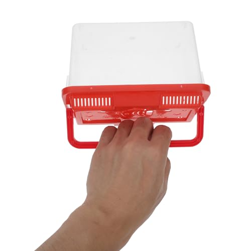 Toddmomy Portable Mini Fish Tank and Small Animal Carrier, Plastic Reptile Transport Box with Handle, Medium Red Aquarium for Travel and Turtle Breeding