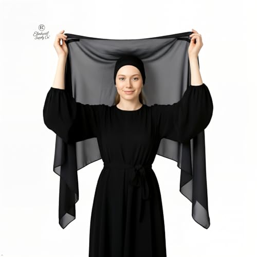 Women's Magnetic Hijab with Stitched Undercap - No Pin Chiffon Prayer Scarf - color: Grey