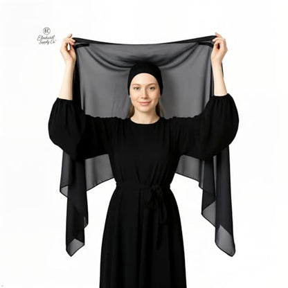 Women's Magnetic Hijab with Stitched Undercap - No Pin Chiffon Prayer Scarf - color: Grey