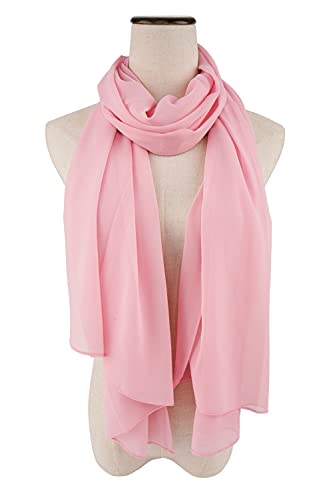 YOUR SMILE for Women Lightweight Breathable Solid Color Soft Chiffon Long Fashion Scarves Sun-proof Shawls Wrap - color: Peach Pink