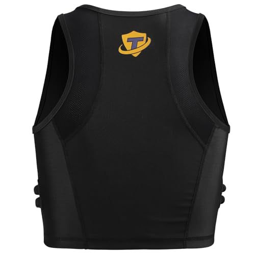TUOY Women Padded Compression Vest, Impact Vest for Women, Chest Breast Rib Protection Vest for Sports, Karate, Football, Basketball - size: Small, style: Impact Padded Zipper Vest