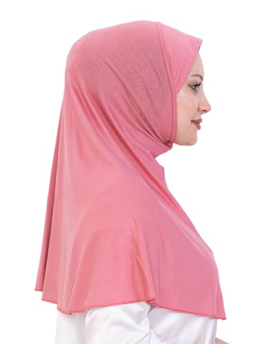Prien Ready Hijab For Women, One Piece Muslim Instant Turban, Easy To Wear Long Head Scarf, Turkish Islamic Clothes For Abaya - color: Dusty Rose