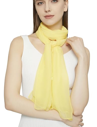 PANTONIGHT Long Chiffon Sheer Scarf For womens - color: 056 Plain