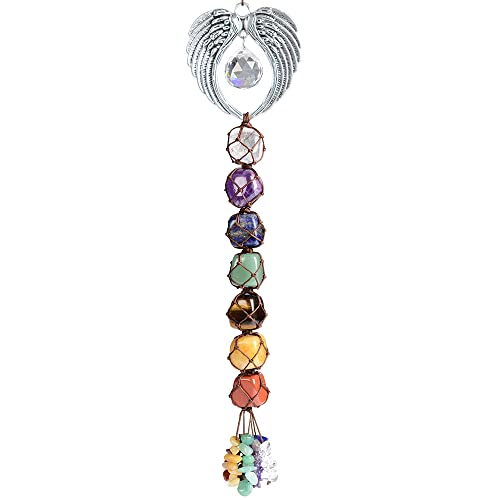 iSTONE Handmade Crystal 7 Chakra Home Decoration Feng Shui Ornament Car Decoration Christmas Ornaments (Chakra-Wing) - color: A-style 13