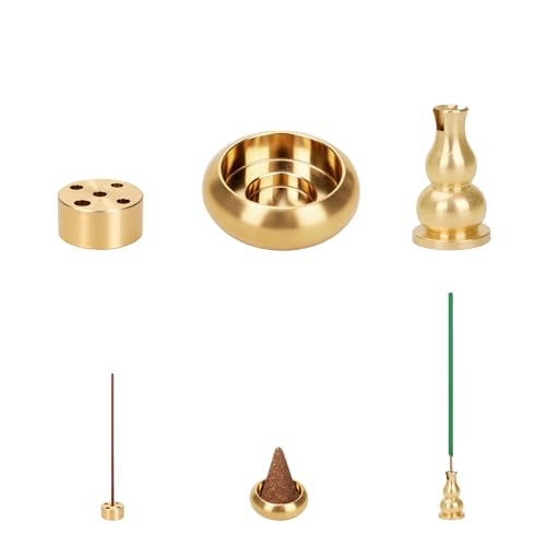 Brass Incense Holders for Sticks Cones Multipack of 3 Short and Long Incense Stick Burner Holders Small Incense Cone Holder - size: Multi Holders (3-Piece)