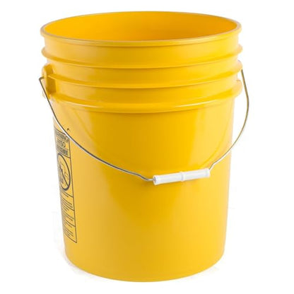 5 Gallon Food Grade Plastic Bucket, Open Head Pail with Handle, 12-3/8 in Diameter x 14-3/4 in Height (Yellow, 1 Pack) - color: Yellow, size: 1 Pack