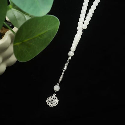 Prlemend Muslim Misbaha Rosary Islamic Acrylic 45Beads Masbaha White Prayer Tasbeeh Tasbih