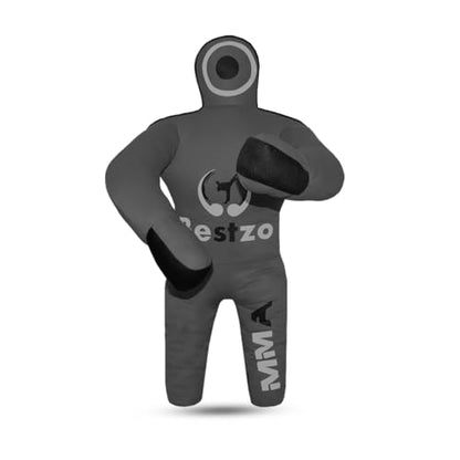 Bestzo Kids MMA Grappling Dummy - Unfilled Canvas Wrestling & BJJ Training Partner for Karate, Judo & Boxing (48-Inch) - color: Black Gray