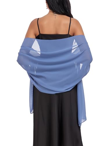 Shawls and Wraps Soft Chiffon Scarve Scarf For Evening Party Dresses Wedding Stole - color: Dusty Blue