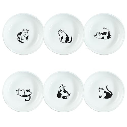 Super Cute Gentleman Cat Ceramic Sauce Dish/Seasoning Dish/Sushi Soy Dipping Bowl/Appetizer Plates/Serving Dish for Kitchen Home(Set of 6) - color: Cat-Gentleman