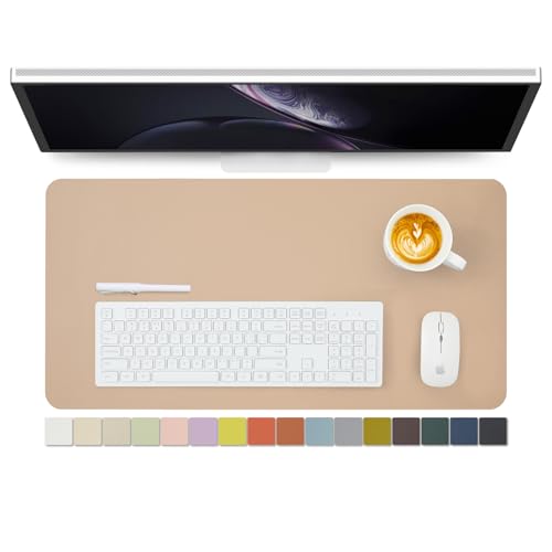 Leather Desk Mat - Non-Slip PU Desk Pad for Office and Home - Desk Organization and Accessories - Ideal for Large Mouse Pad and Desk Mats on Top of Desks (Apricot,27.6"x 13.8") - color: Apricot, size: 27.6" x 13.8"