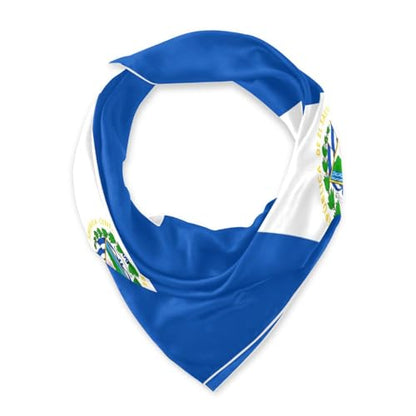 Bandana Square Head Scarf for Women Satin Hair Wrap Fashion Headband 27" - color: El Salvador Flag
