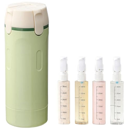 4-in-1 Detachable Travel Dispenser Bottles Set Foldable Pump Leak-Proof, Carry-On Compliant 30ml/1OZ Refillable Containers for Shampoo Lotion Body Wash with Protective Case - color: Green