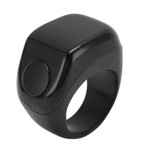 Smart Rings Counter, Electronic Finger Counter, Prayer Reminder Counter, Digital Tasbeeh Tasbih with Vibration Reminder, 0.42in Screen, Touch Control, for Muslim - color: Black