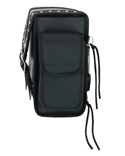 Black Motorcycle Sissy Bar Bag 22.9L Fits Harley Davidson, Indian, Yamaha & Suzuki Motorcycles Synthetic Leather Universal (Studded) - style: Studded